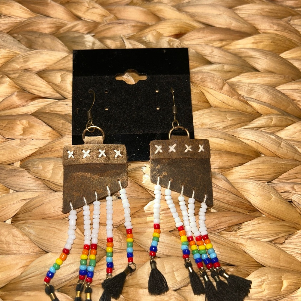 Colorful Beaded Fringe Earrings